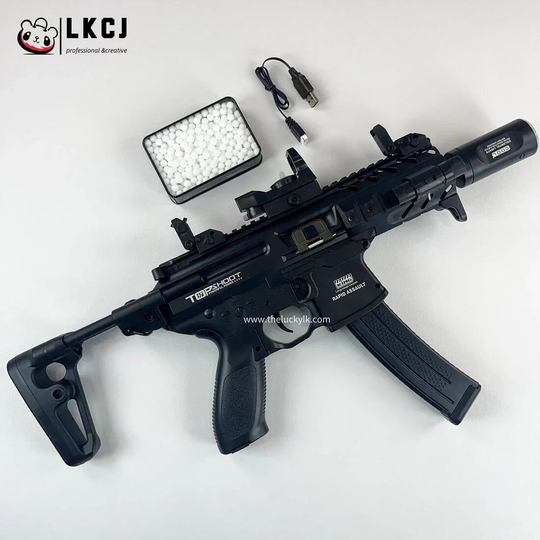 Exquisite Engraving Mpx Gel Blaster High Rate of Fire  Smooth Shooting With 7 Colors of Lighted Silencer