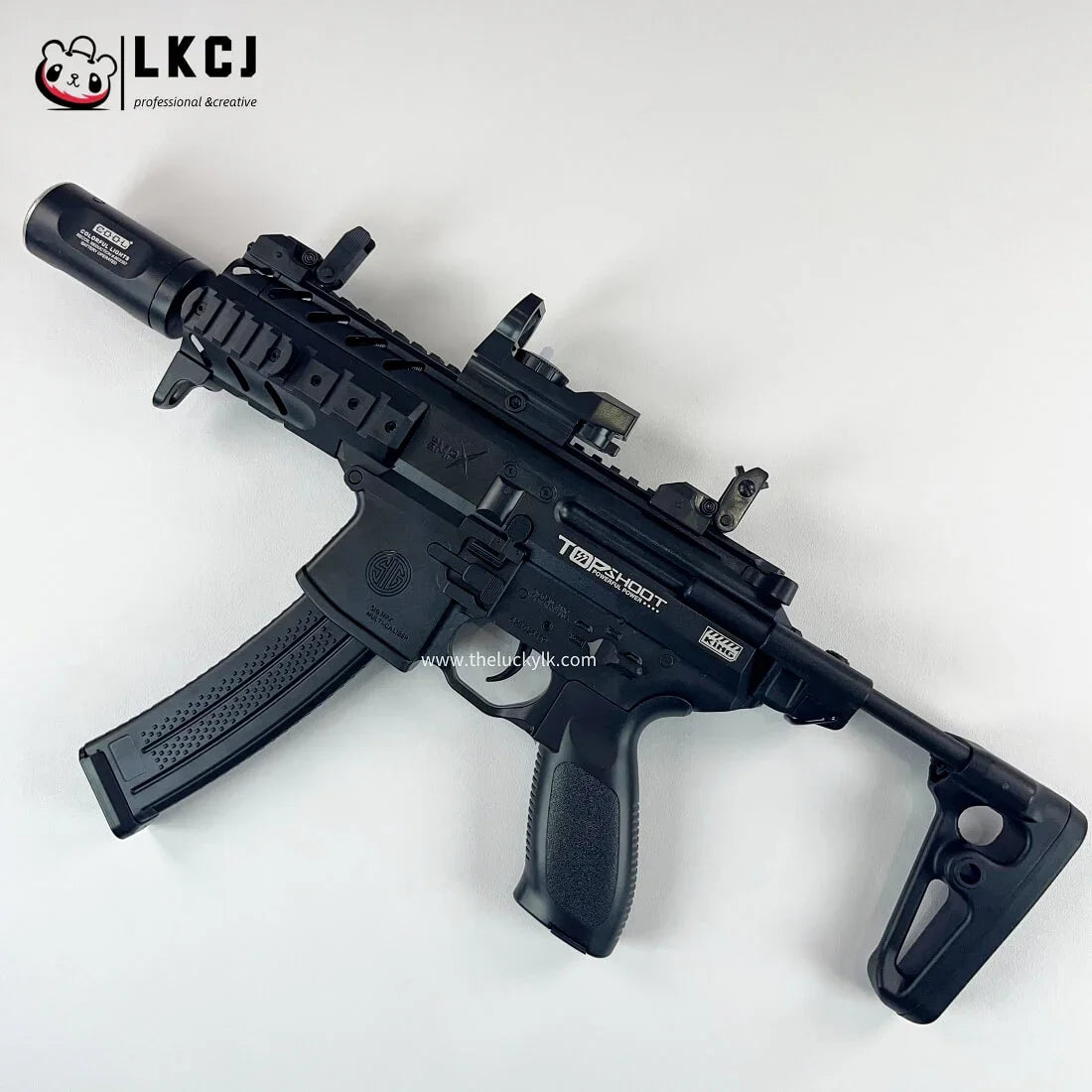 Exquisite Engraving Mpx Gel Blaster High Rate of Fire  Smooth Shooting With 7 Colors of Lighted Silencer