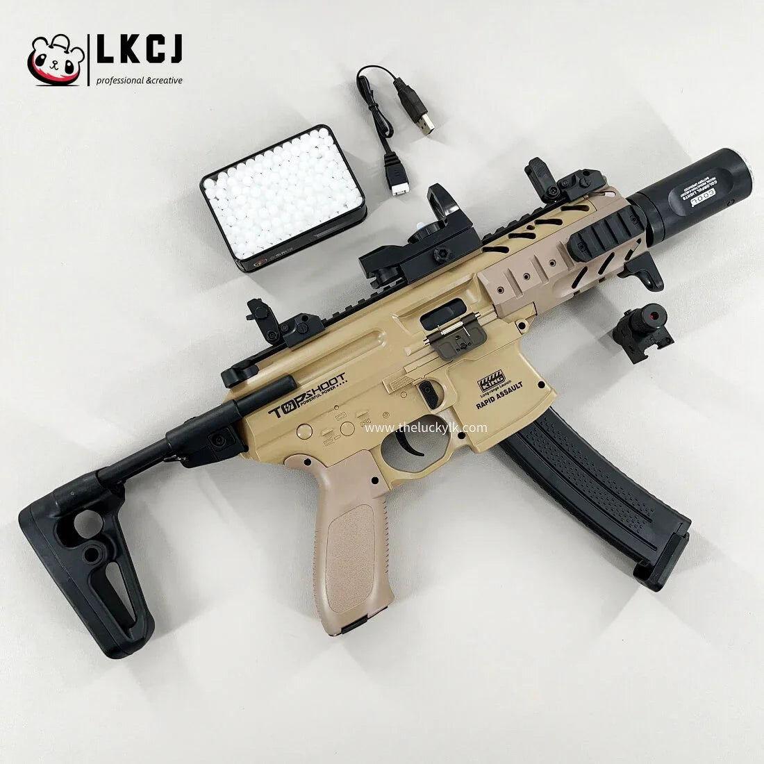 Exquisite Engraving Mpx Gel Blaster High Rate of Fire  Smooth Shooting With 7 Colors of Lighted Silencer LKCJ