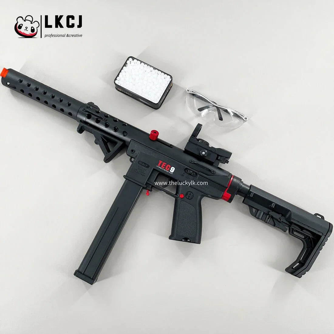 Gold/Sliver TEC9 Gel Blaster With 7 Colors of Lighted Silencer LKCJ