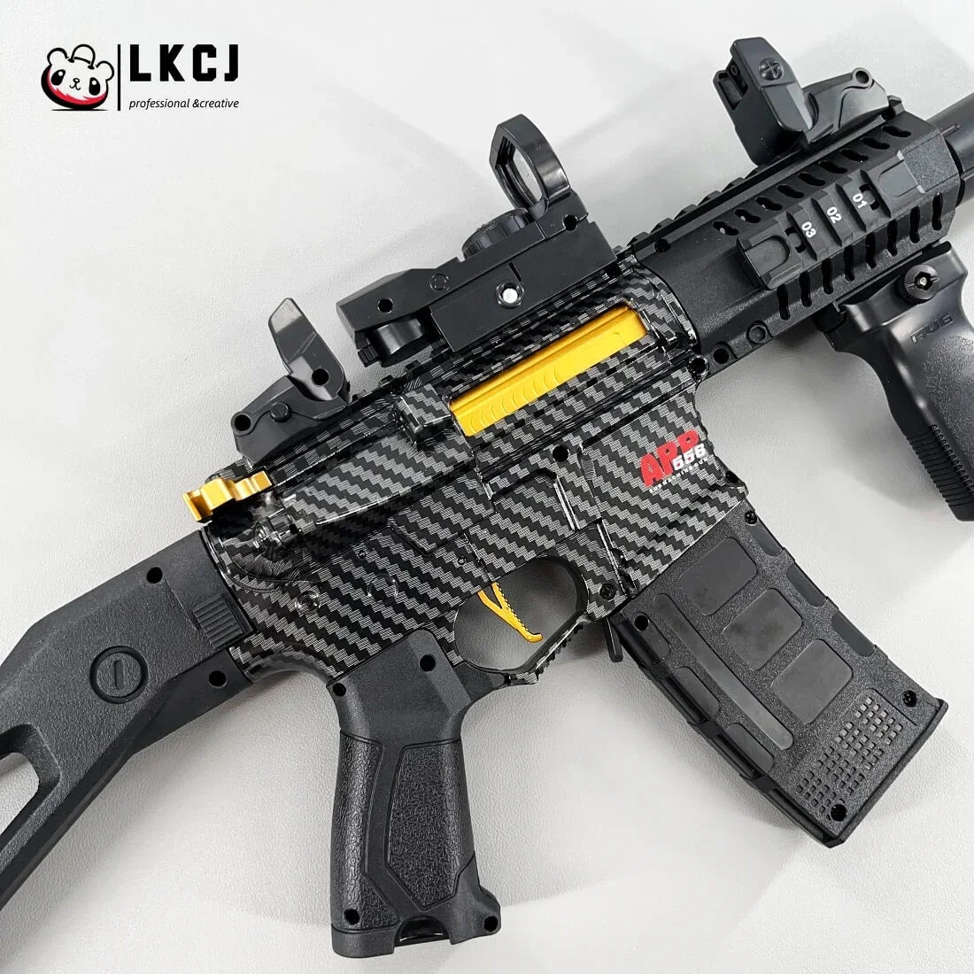 Carbon Fiber Gold Embellished ARP556 Gel Blaster
