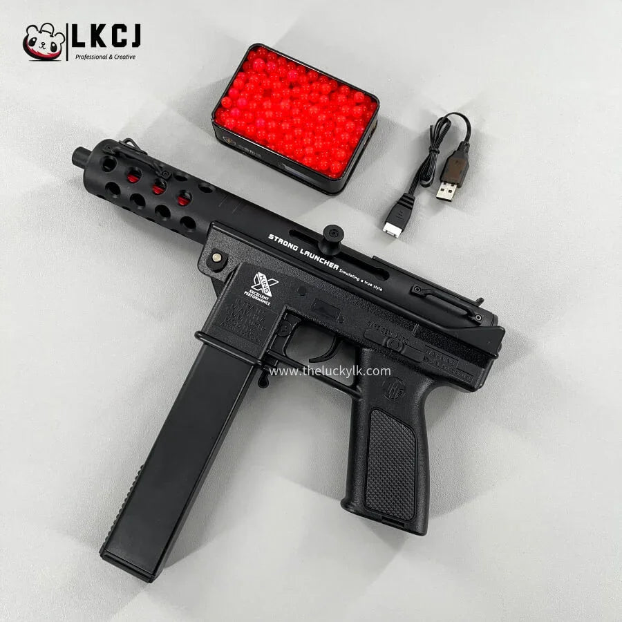 Gold/Sliver TEC9 Gel Blaster With 7 Colors of Lighted Silencer LKCJ