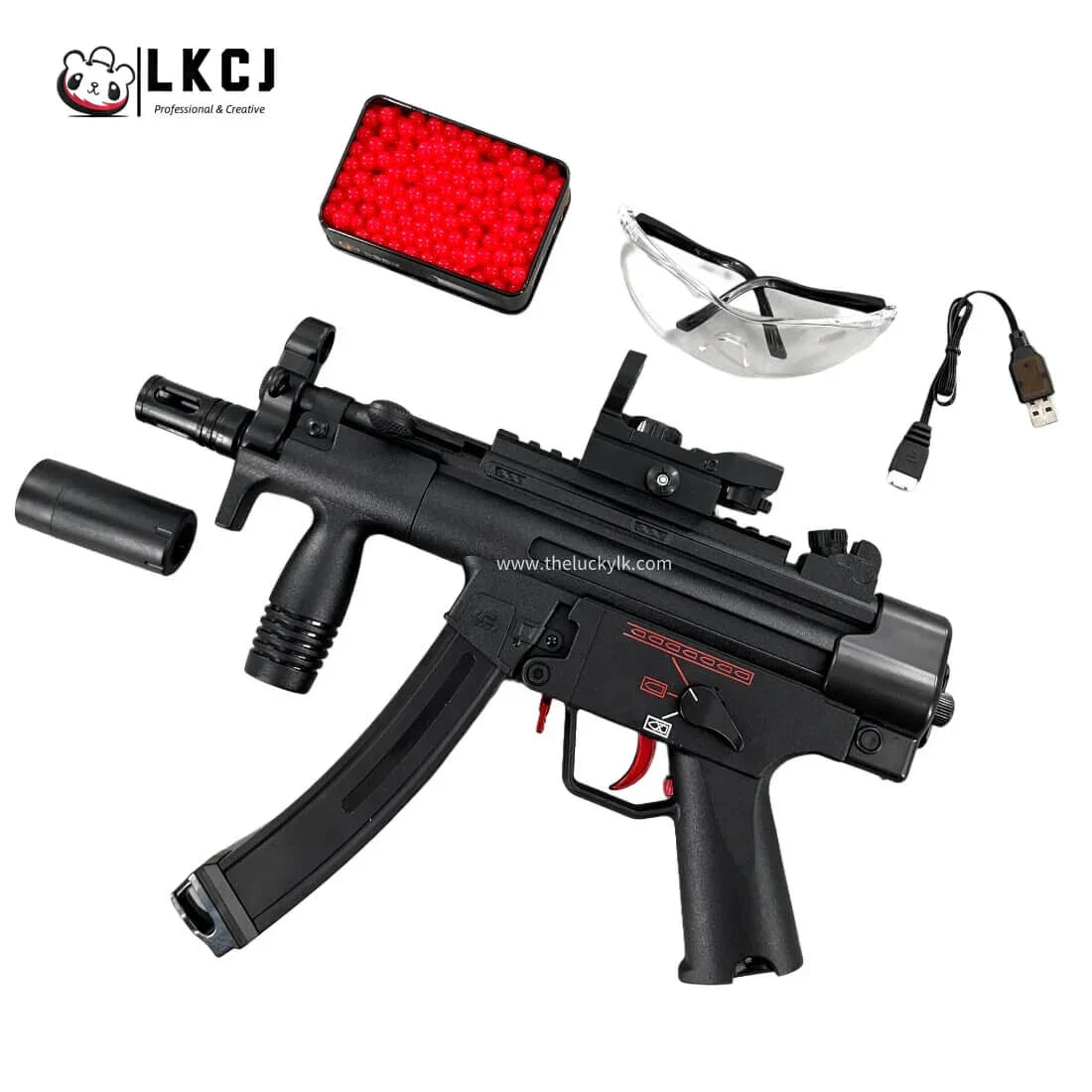 Exquisite Engraving MP5K Gel Blaster High Rate of Fire  Smooth Shooting With 7 Colors of Lighted Silencer LKCJ
